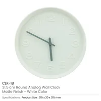 Jam Dinding Analog Bulat Minimalis Putih Matte Finish Desain Quartz untuk Ruang Tamu Terbuat dari Plastik