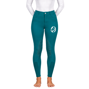 Leggings d'équitation pour femmes Teal, taille haute, élastiques, avec grip en silicone, assise intégrale, pantalon d'équitation professionnel - Product Image 1