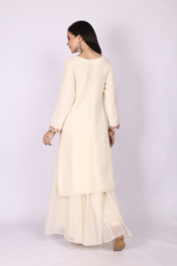 Conjunto de traje Sharara de 3 piezas de estilo étnico moderno para mujer con bordado de hilo y lentejuelas, ropa a la moda. - Product Image 6