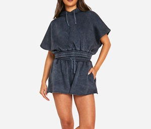 Conjunto de Sudadera Corta con Capucha y Logotipo Personalizado para Verano, Conjunto de Pantalones Cortos Deportivos con Cremallera para Mujer, Conjunto de Dos Piezas, Ropa Deportiva para Mujer - Product Image 6