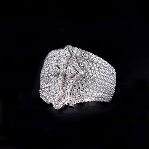 Fully <b>Iced</b> Out Moissanite Diamond Jesus Criss Cross <b>Ring</b> Custom Bustdown Hip Hop Style Men's Champion <b>Ring</b> Statement Jewelry - Product Image 4