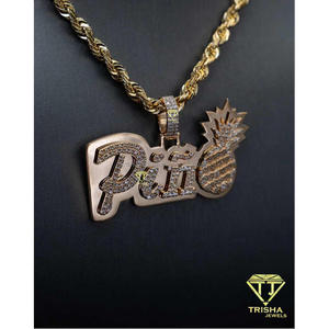 Personalized Pineapple <b>Name</b> Pendant VVS Moissanite 925 Silver Gold Plated <b>Necklace</b> <b>Custom</b> Hip Hop Jewelry Trisha Jewels GIA - Product Image 3