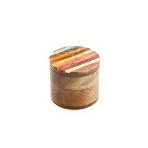 Handmade Foldable Wood Jewelry Box <b>with</b> Carved Resin Bone Inlay Triangle Pattern Classic Design Storage <b>Boxes</b> for Living Room - Product Image 5
