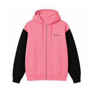 Sweat à capuche zippé unisexe surdimensionné en molleton de coton épais, personnalisable avec logo - Product Image 1