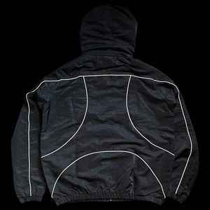Chaqueta Cortavientos con Capucha Negra para Hombre, Estilo Deportivo de Color Sólido, Tejido de Poliéster de Secado Rápido, Ropa de Otoño - Product Image 1
