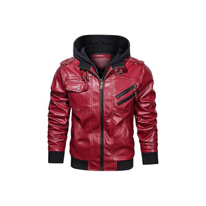 Veste en cuir PU bleu marine pour homme, style moto, fermeture éclair, coupe ajustée, style automne - Product Image 5