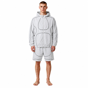 Wholesale Custom Logo Mens Breathable <b>Short</b> Set Solid Gray Windbreaker <b>Jacket</b> with Activewear <b>Shorts</b> Sets for mens - Product Image 1