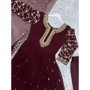 Hermoso vestido de fiesta Anarkali con diseño elegante de Dupatta XL tamaño Pent - Product Image 4