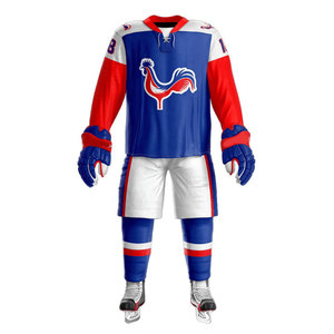 Uniformes de hockey sur glace personnalisés, tissu 100% polyester pour les sportifs, qualité supérieure, vêtements d'équipe de hockey sur glace professionnels, respirants et durables - Product Image 2