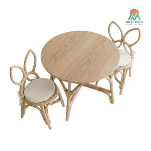 Juego de muebles infantiles de ratán Nhat Minh con diseño de orejas de conejo, respaldo inclinado, ecológico, apto para uso en interiores. - Product Image 3