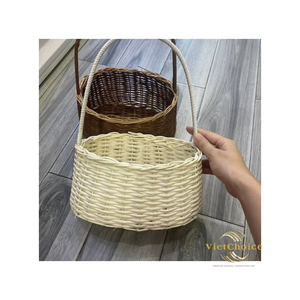 VietChoice Handwoven <b>Wicker</b> <b>Storage</b> <b>Basket</b> Round Natural Eco-Friendly Rustic Style Single Tier - Product Image 5