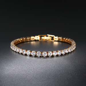 Pulsera de tenis con eslabones solitarios de moissanita brillante clásica, estilo hip-hop, chapada en oro de 14K, joyería fina, venta al por mayor - Product Image 1