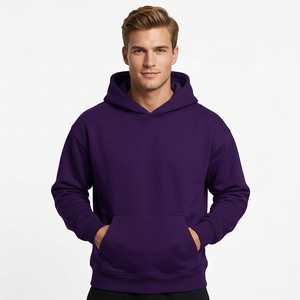 Sudadera con Capucha de Forro Polar Morado para Hombre, Corte Regular, Color Sólido, con Bolsillos, para Otoño, Fabricantes de Sudaderas en Bangladesh - Product Image 1