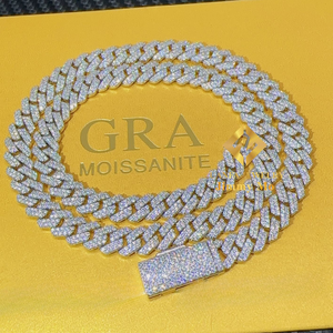 Collar de Moissanita con Corte Brillante Redondo, Chapado en Oro y Rodio sobre Plata 925, para Hombres, Mujeres y Niños, Joyería para Regalo, Estilo Hiphop - Product Image 5