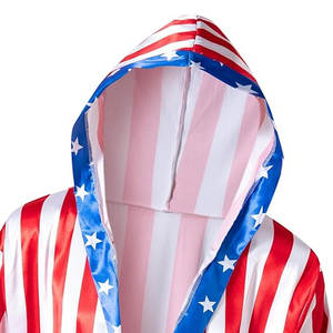 Costume de boxe en satin pour homme avec drapeau américain, robe et short à thème USA avec capuche pour Halloween Cosplay - Product Image 4