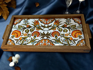 ถาดไม้พิมพ์ลายมีนา งานแฮนด์เมด สำหรับตกแต่งแก้ว - Product Image 2