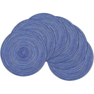 Set di 6 tovagliette rotonde intrecciate blu grigio per tavolo da cucina, tavolo da pranzo, matrimoni e feste - Product Image 3