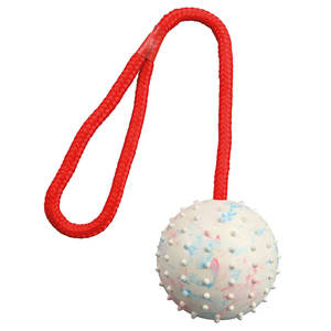 Balle avec ficelle en caoutchouc naturel 7 cm 30 cm pour chiens, jouet pour animaux de compagnie - Product Image 1