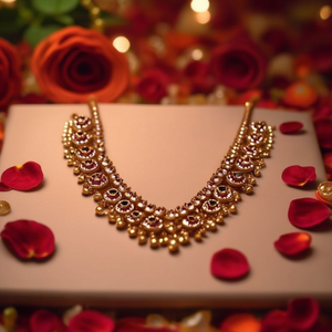 14K Gold Plated <b>Ruby</b> and Freshwater Pearl <b>Necklace</b> Set with Diamonds for Wedding and Party - Product Image 3