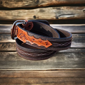 เข็มขัดคาวบอยตะวันตกหนังแท้พร้อมหัวเข็มขัดอัลลอยชุดตะวันตกดีไซน์วินเทจสวยงามทำด้วยมือระดับพรีเมี่ยม - Product Image 3