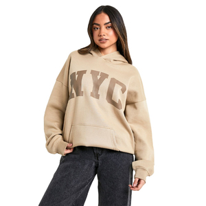 <b>Drop</b>-Shoulder Winter Hooded Front Women's Oversize Streetwear Hoodies 100% Cotton Fashionable New Style - Product Image 1