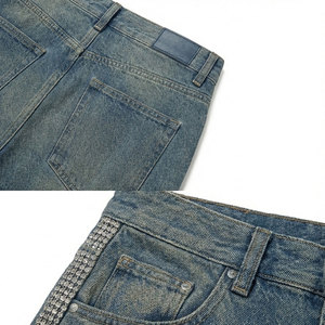 ผู้ผลิตกางเกงยีนส์ขาสั้นประดับเพชรจำนวนมากแบบ OEM สำหรับผู้ซื้อระหว่างประเทศ - Product Image 4