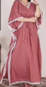 Best Kaftan Handmade kaftan Dress Batwing Wide Sleeve V Neck Polyester Regular Fit Casual Evening Party <b>Flared</b> Sleep Wear - Product Image 4