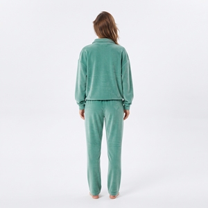 <b>Women's</b> Thick Oversized <b>Half</b> <b>Zip</b> Solid Green Fleece <b>Sweatshirt</b> Set Loose Fit Jogger Pants Solid Color Custom Casual Winter - Product Image 6