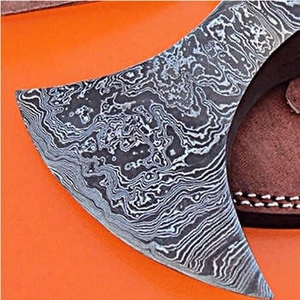 High Quality Industrial Stainless Steel Damascus Flat Backed Handmade Pizza Cutter <b>Axe</b> Head 2 2/5-Inch Rose Wood <b>Handle</b> OBM - Product Image 4