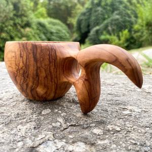 Premium Hand Carved Wooden Kuksa Cup Rustic Nordic Mug <b>Bar</b> <b>Tool</b> For Cocktail Outdoor Coffee Tea and Hot Drinks - Product Image 1