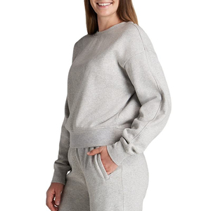 Custom Winter Women's Tall Sweatshirt with Short Fleece Cropped Crew Lined Sweater Brushed Cotton Eco-Friendly Private Logo - Product Image 5