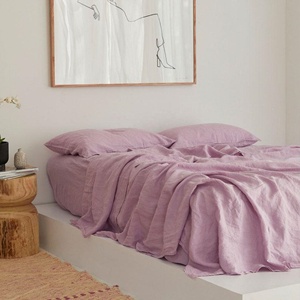 Rose <b>Pink</b> 100% Linen Bedding Set 200TC Duvet Cover 2 Matching <b>Pillow</b> <b>Cases</b> Donna Comforter Quilt for Bedroom Hospital for Hotels - Product Image 1