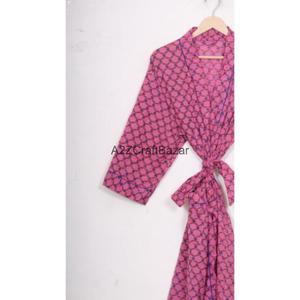 Bata Kimono 100% Algodón con Estampado Floral para Mujer, Ropa de Noche de Verano, Vestido de Playa, Bata con Logo Trasero - Product Image 5