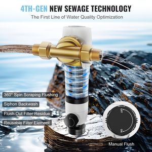 Filtro Sedimentario ad Alto Flusso da 40 Micron per Tutta la Casa, Design Spin-Down MNPT da 3/4'' per Acqua di Pozzo, Alimentazione Manuale - Product Image 3
