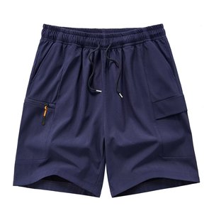 Shorts cargo pour hommes, couleur unie, séchage rapide, polyester, élasthanne, cordon de serrage avec taille élastique et plusieurs poches, shorts bermuda décontractés - Product Image 2