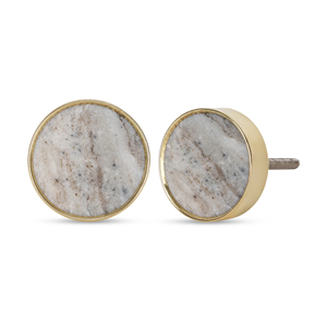 Shubham Handcrafted Carved <b>Gold</b> Stone <b>Cabinet</b> <b>Knob</b> White Drawer Pull with Florals Pattern Esmeralda Granite Brass - Product Image 2