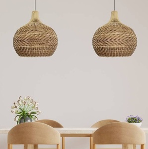 Pantalla de ratán elegante tejida a mano de alta calidad superventas, nueva luz colgante grande sostenible para espacio de café y sala de estar - Product Image 2