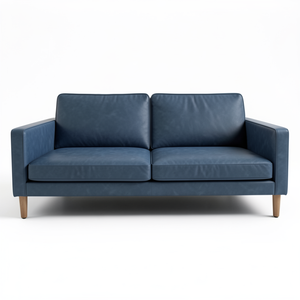 Canapé en cuir véritable de vache, style moderne du milieu du siècle, revêtement bleu, pour salon, mobilier de café, restaurant, sièges - Product Image 2