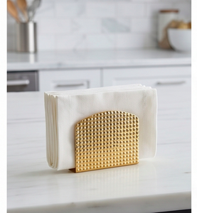 Handmade Glam Gold <b>Metal</b> Tissue Box With Elegant <b>Grid</b> Pattern Perfect For Stylish Home And Kitchenware Accessory Decor - Product Image 4