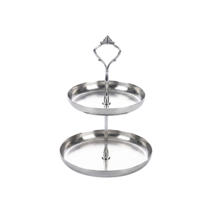 Durable Metal 2 Tier Round Serving <b>Plate</b> Stand Table Decor Gold Dessert Cupcake Holder <b>Rack</b> for Catering - Product Image 2