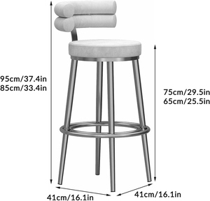 Breakfast <b>Bar</b> Chairs Set 2 PU Leather <b>Adjustable</b> Counter <b>Height</b> 65cm/75cm Modern Dining <b>Stool</b> Metal Frame for Commercial Use - Product Image 2