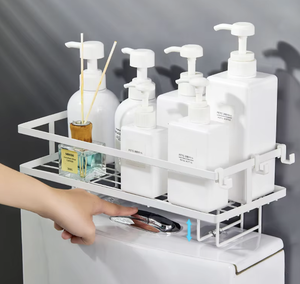 Étagère murale de salle de bain en acier inoxydable OEM/ODM, sans perçage, simple ou double couche, multifonctionnelle, pour toilettes - Product Image 3