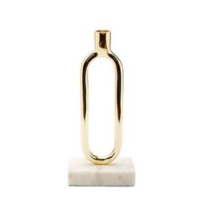 Candelabro Doble Moderno en Forma de U de Metal Dorado con Base de Mármol Negro, Decorativo para Mesa, para Sala de Estar o Comedor - Product Image 2