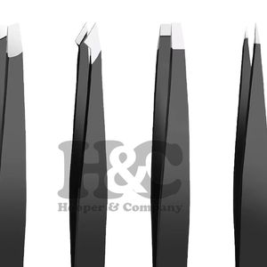 Pinzas de Cejas Inclinadas de Acero Inoxidable Profesional de Alta Calidad, Ecológicas, Duraderas, Totalmente Negras, Personalizadas para Maquillaje de Belleza - Product Image 1