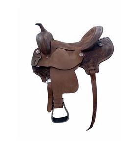 Brown Roughout Leather Western Barrel Racing Horse Saddle Floral <b>Hand</b> Tooled Hard Seat Trail Riding Tack 10"-18" Inch - Product Image 1