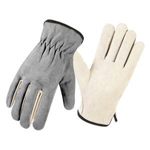 Guantes de Conducción de Cuero Vacuno Genuino Blanco Natural, Guantes de Seguridad Industriales Resistentes para Camioneros, Uso General, CE - Product Image 4