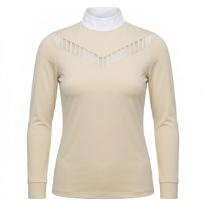 Camisa de Equitación de Manga Larga Color Verde Menta para Mujer, Cuello Alto, Spandex/Poliéster, Transpirable, Secado Rápido, Alta Calidad - Product Image 4