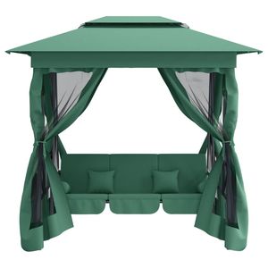 Gazebo Grande para Jardín, Pérgola y Pabellón de Acero con Recubrimiento en Polvo Verde - Product Image 3
