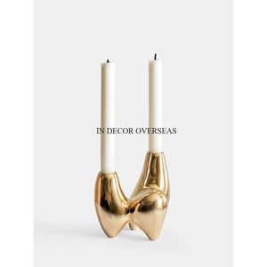 Support de bougie en bois avec insert en laiton, design géométrique, décoration d'intérieur, accessoires durables pour centre de table à prix impressionnant - Product Image 2