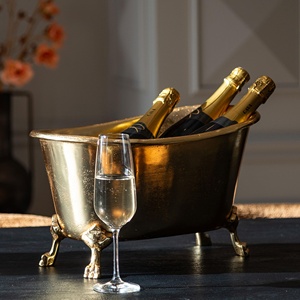 Seau à champagne en laiton à pieds de griffe, fait main, vintage, refroidisseur de vin et de glace, grande capacité, luxe, pour bar et décoration événementielle - Product Image 2